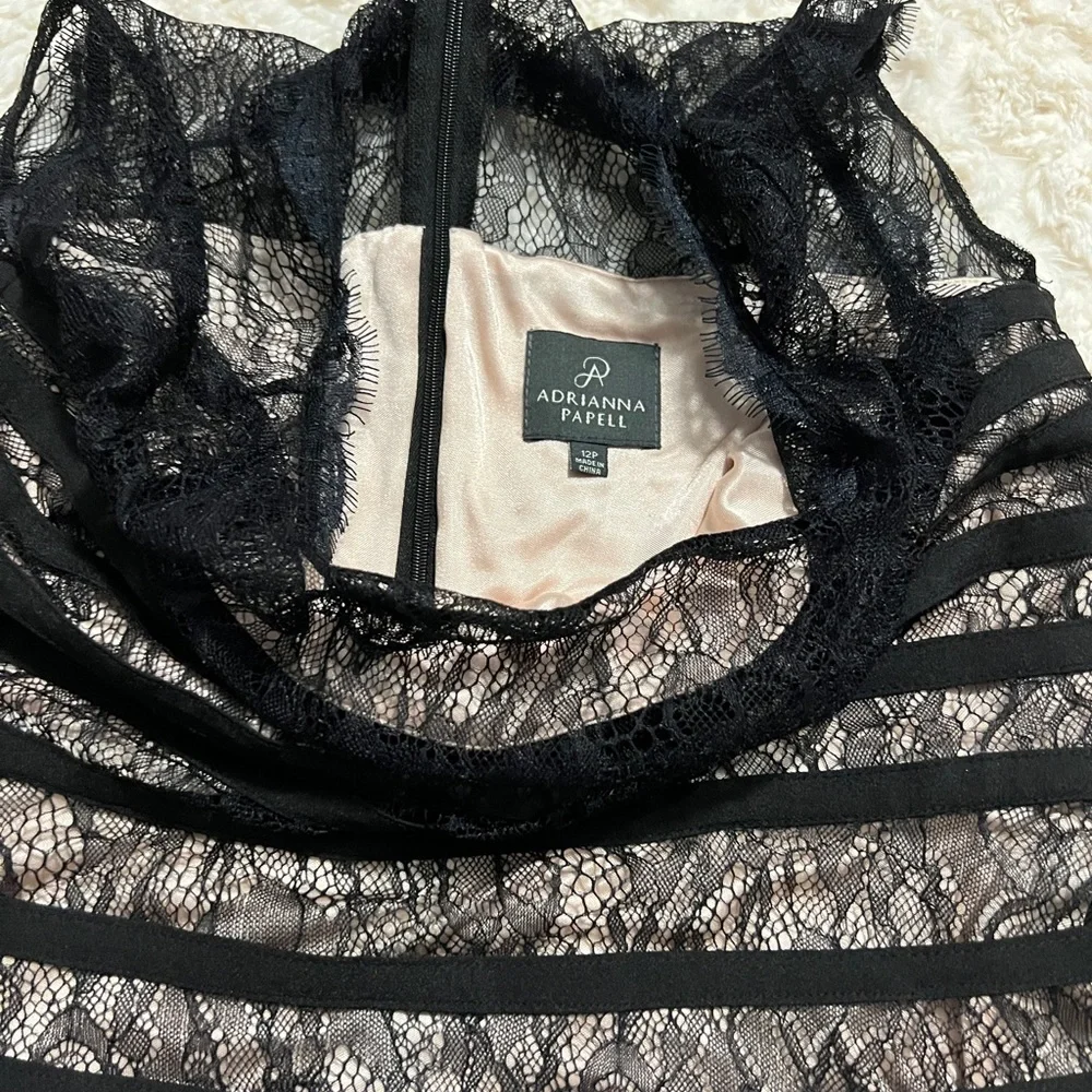 Adranna Papell Womens Black Lace Dress Size 12P Excellent condition. - Picture 3 of 15